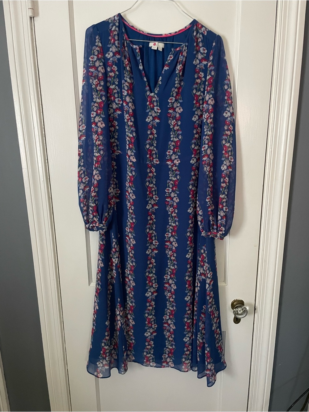 Boden Kathleen Midi Dress in Opulent Blue Flowerbed Floral US Women’s Sz 2